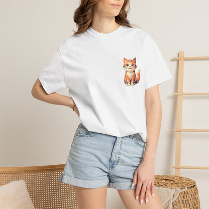 Cute Sitting Fox Pocket Graphic T-Shirt — Whimsical Animal Tee for Fox Lovers